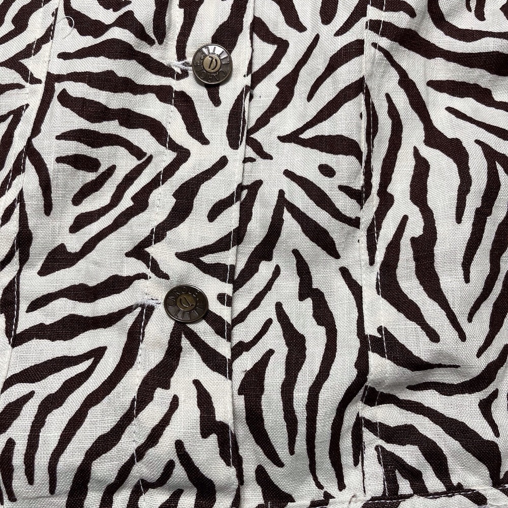 Linen Jacket Plus Size 2X Carole Little Animal Zebra Print Denim Trucker‎
